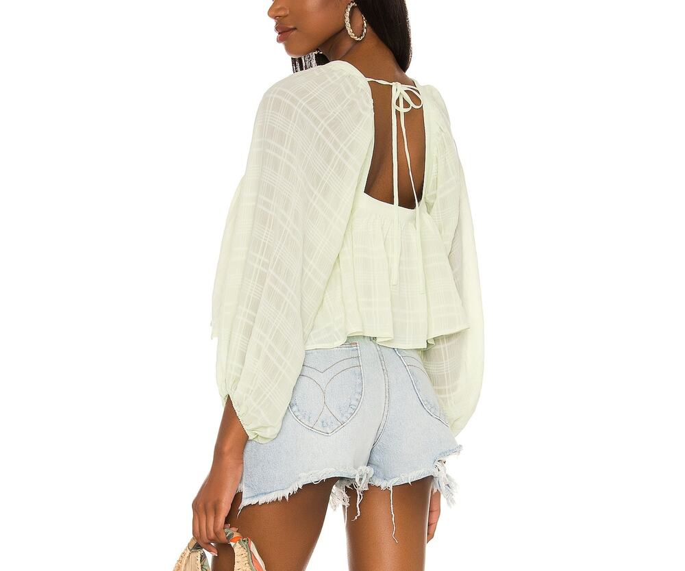 Tularosa Sheer Green Thera Top Blouse Size S